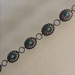 Elegant Turquoise and Silver Women's Conch Belt